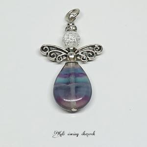 Fluorit és hegyikristály őrangyal, segítő angyal medál