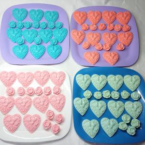 Gerlepár szív és kis rózsa szappan dísz celofánban