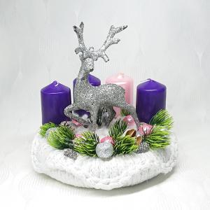 Horgolt adventi szarvasos koszorú