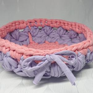 Horgolt lila - rózsaszín tároló