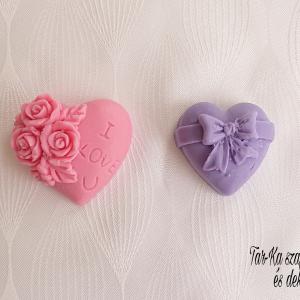 I LOVE YOU vagy masnis szívecske szappan dísz organza szatyorral