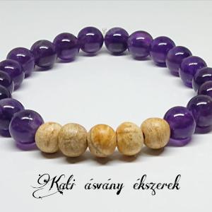 Illatos Palo Santo fa és ametiszt karkötő