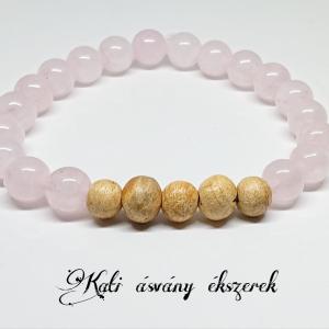 Illatos Palo Santo fa és rózsakvarc karkötő