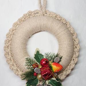 Karácsonyi horgolt ajtódísz, kopogtató