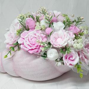 Különleges nagy szappanvirág csokor csigaházban