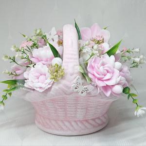 Különleges nagy szappanvirág csokor kosárban