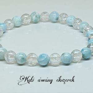 Larimar és angyal aura kvarc ásvány karkötő