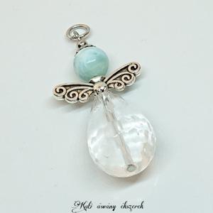 Larimar és hegyikristály őrangyal, segítő angyal medál