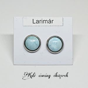 Larimar félgömb fülbevaló nemesacélban