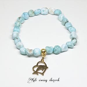 Larimar nugget ásvány karkötő delfin medállal