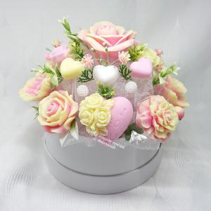 Nagy sárga - rózsaszín - fehér strasszköves illatos szappan box