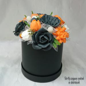 Narancssárga - fekete - fehér levendula illatú szappan box