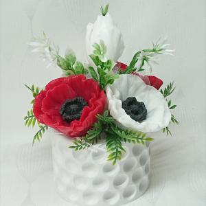 Pipacsos szappanvirág csokor