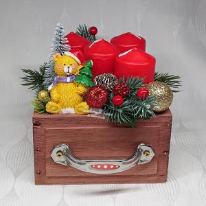 Piros - arany fiókos adventi dekoráció