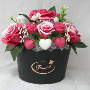 Piros - fehér illatos szappan rózsacsokor