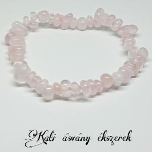 Rózsakvarc gömbölyített ásvány karkötő