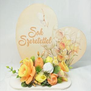 Sok szeretettel! illatos szappan csokor nárciszos fatáblán