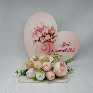 Sok szeretettel! orchidea illatú szappan tulipán csokor fatáblán