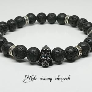 Star Wars rajongóknak lávakő ásvány karkötő Darth Vader-es köztessel