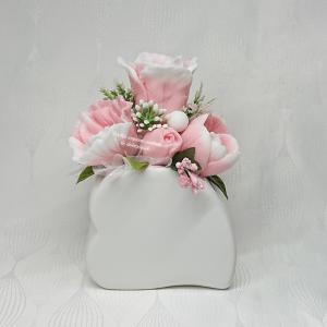 Szappanvirág csokor szív kerámia kaspóban