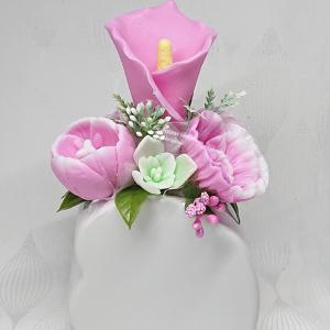 Szappanvirág csokor szív kerámia kaspóban