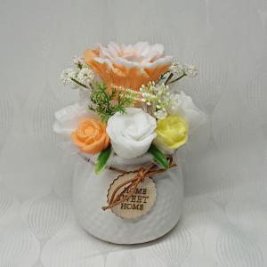 Szappanvirág dekoráció Home Sweet Home kaspóban