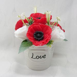 Szappanvirág dekorációk kis kaspóban