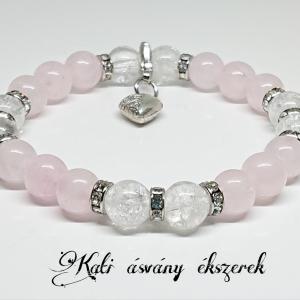 Szeretet ásvány karkötő levehető szív medállal