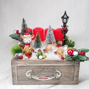 Világítós nagy karácsonyi fiókos adventi dekoráció