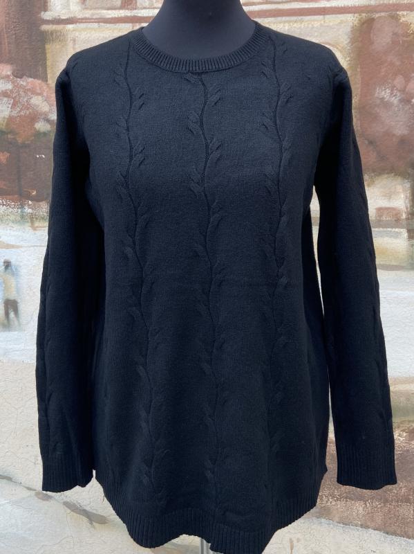Diszkrét díszítésű meleg pulóver - fekete