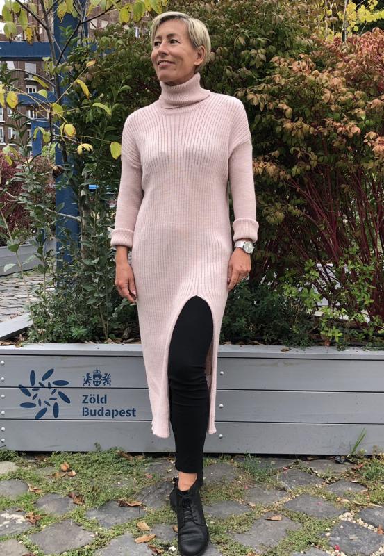 Rózsaszín garbós pulóver/ruha