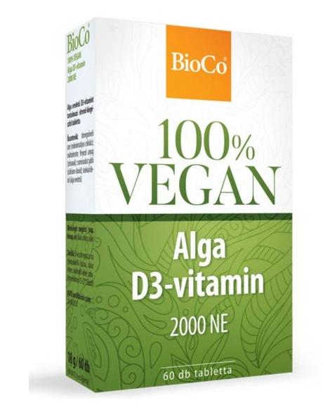 BioCo 100% VEGAN Alga D3-vitamin 2000NE tabletta – 60db