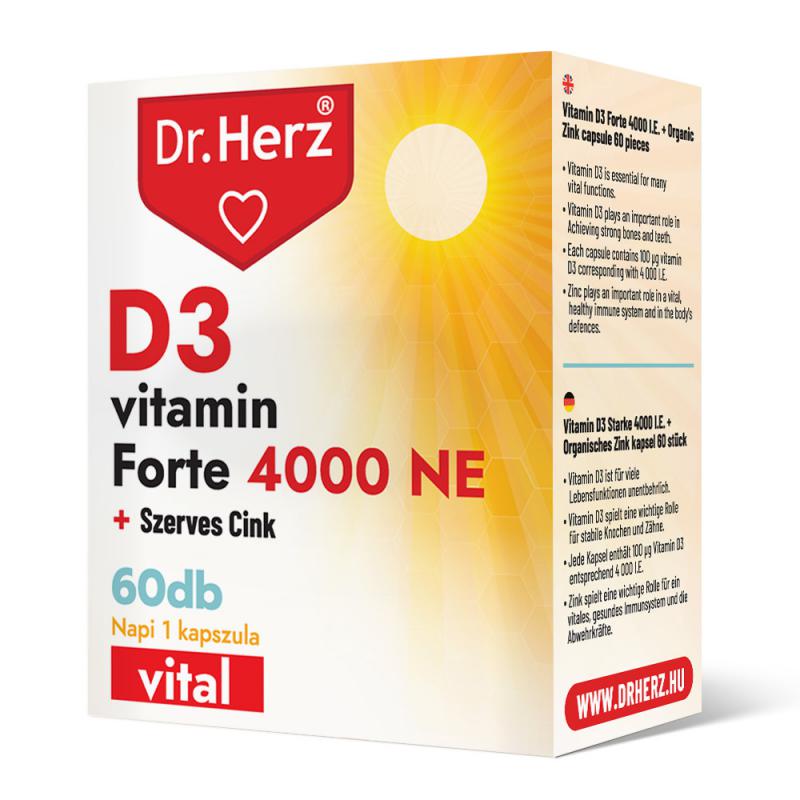 DR Herz D3-vitamin 4000 NE+Szerves Cink 60 db kapszula doboz