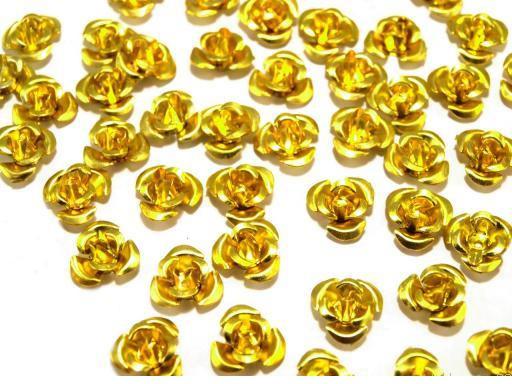 10mm-es Fém rózsa dísz - aranyszínű