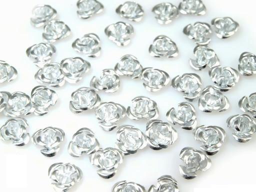 10mm-es Fém rózsa dísz - ezüstszínű