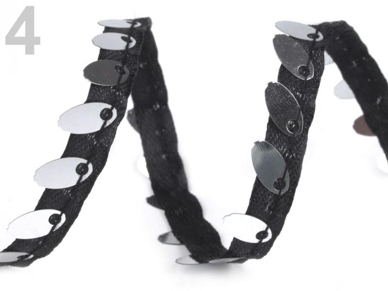 10mm-es flitteres szatén szalag -  fekete