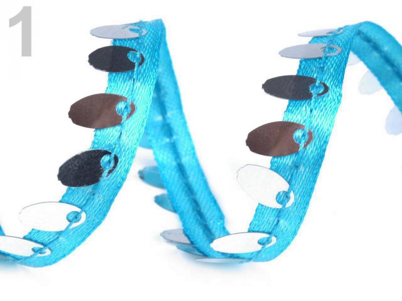 10mm-es flitteres szatén szalag -  kék