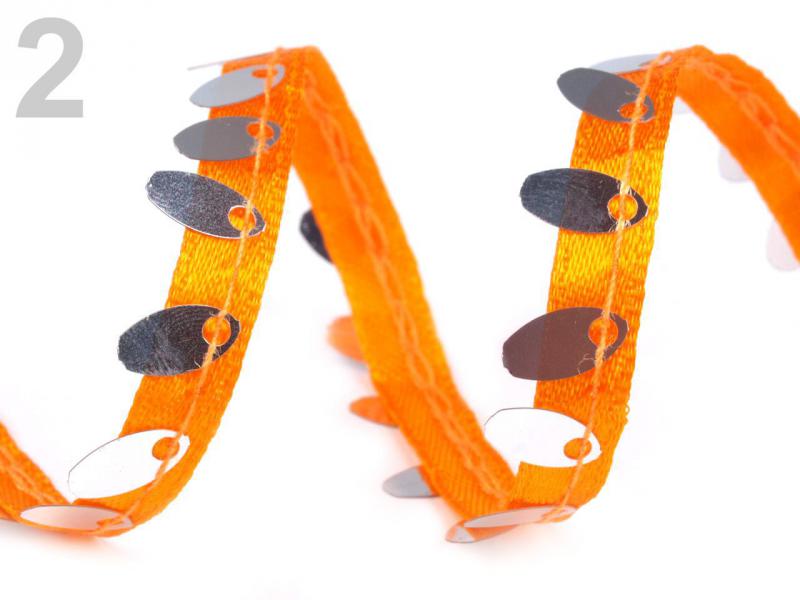 10mm-es flitteres szatén szalag - narancssárga