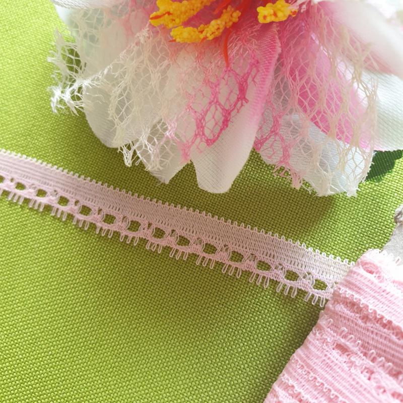 10SCS13 - 10mm-es rózsaszín csipke szalag