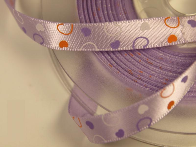 10SSM03 - 10mm-es szív mintás szatén szalag - lila