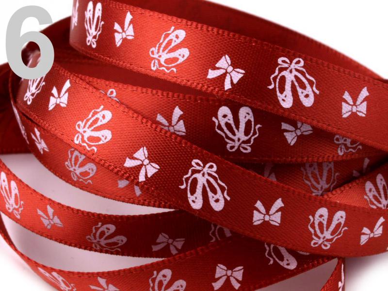 10SSM10 - 10mm-es masni és balettcipő mintás szatén szalag – barna