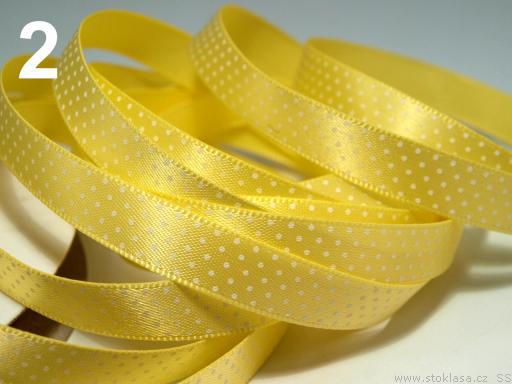 10SSM11 - 10mm-es apró pöttyös szatén szalag - sárga