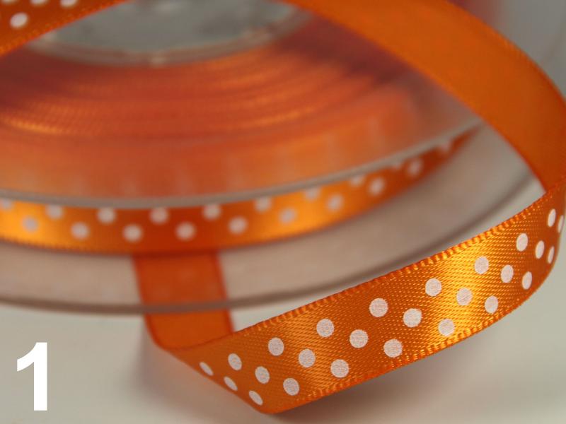 10SSM17 - 10mm-es pöttyös szatén szalag - narancssárga