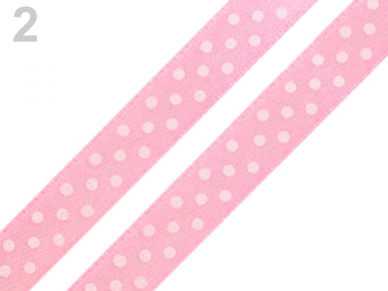 10SSM18 - 10mm-es pöttyös szatén szalag - rózsaszín