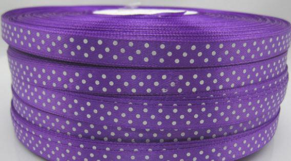 10SSM21- 10mm-es pöttyös szatén szalag - lila