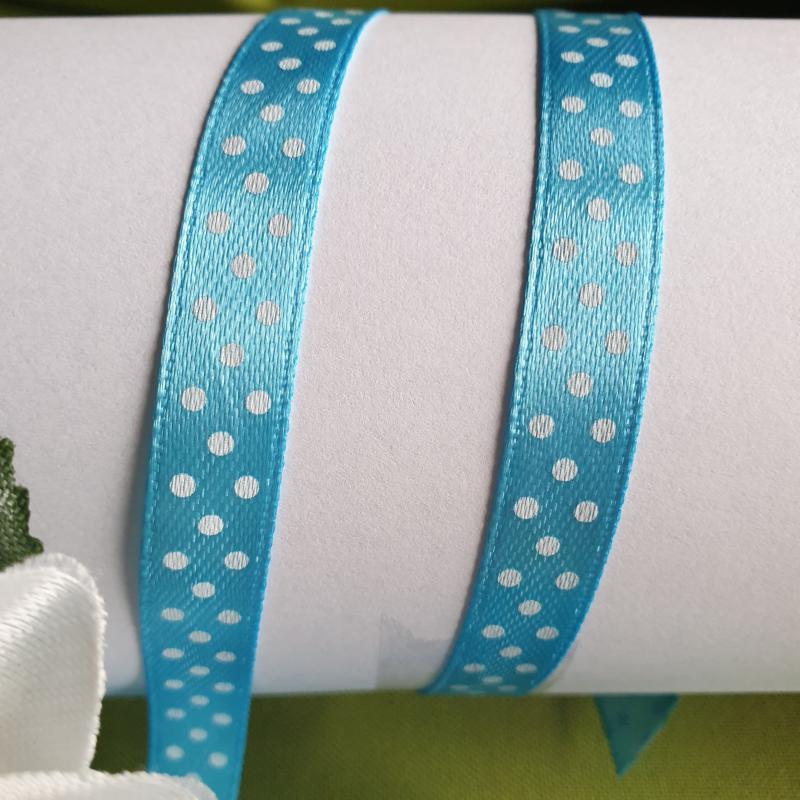 10SSM22 - 10mm-es pöttyös szatén szalag - tókék