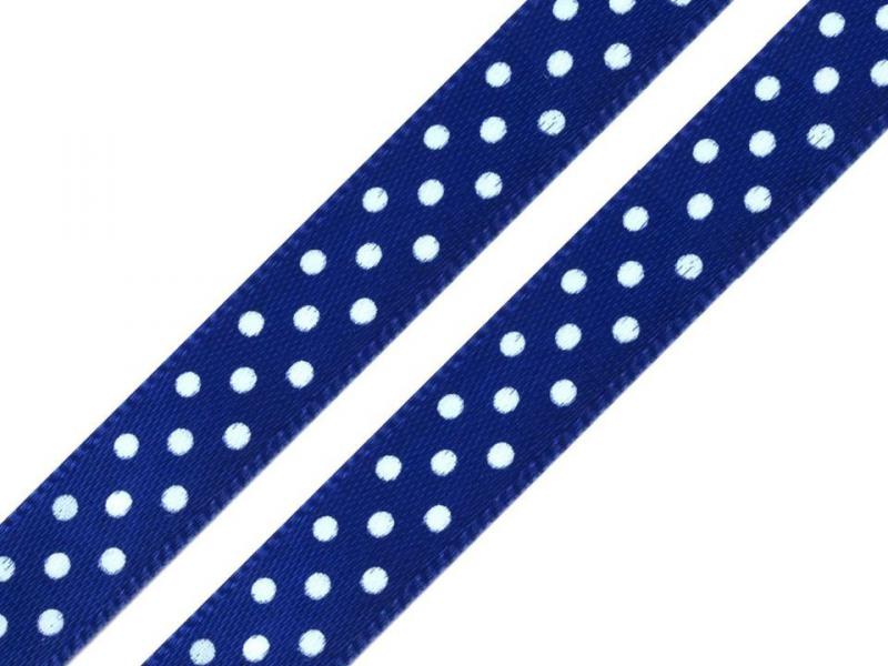 10SSM24 - 10mm-es pöttyös szatén szalag - sötétkék