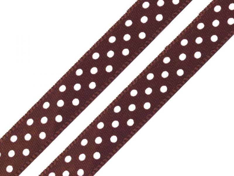 10SSM26 - 10mm-es pöttyös szatén szalag - barna