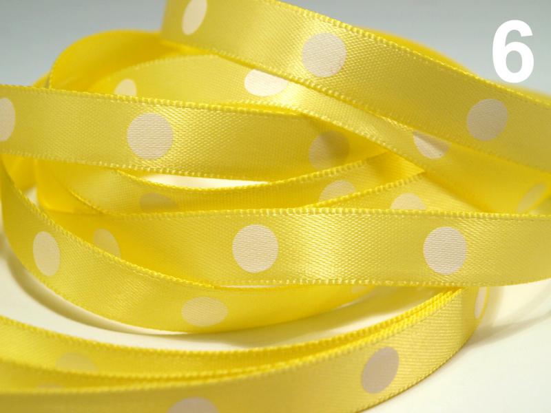 10SSM28 - 10mm-es nagy pöttyös szatén szalag - citromsárga