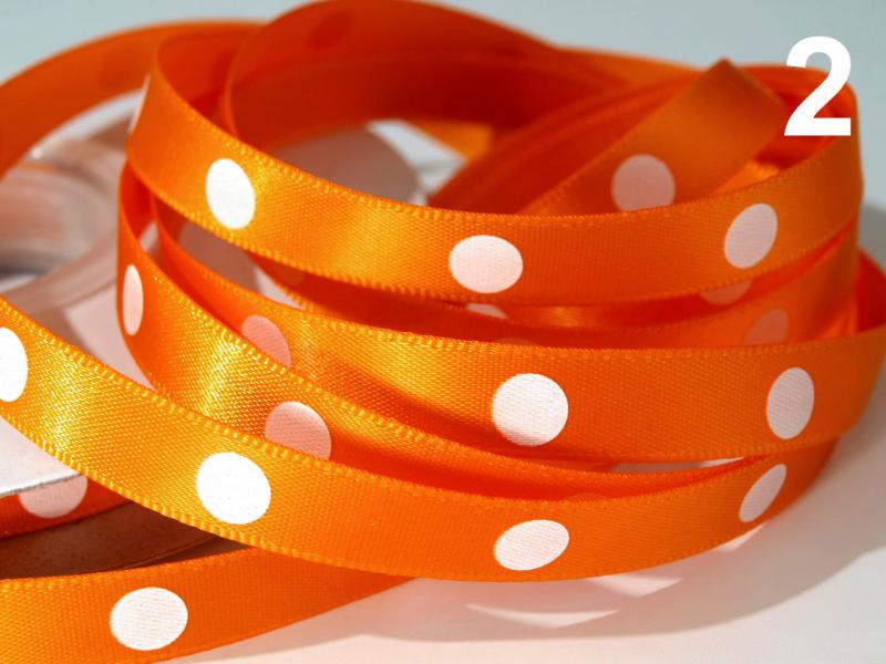 10SSM29 - 10mm-es nagy pöttyös szatén szalag - narancssárga